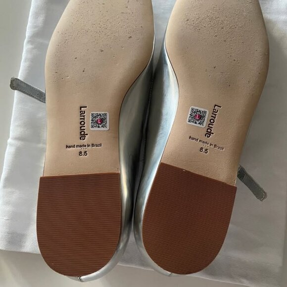 Larroude Women's Silver "Blair" Ballet Buckle Flats - Picture 5 of 5